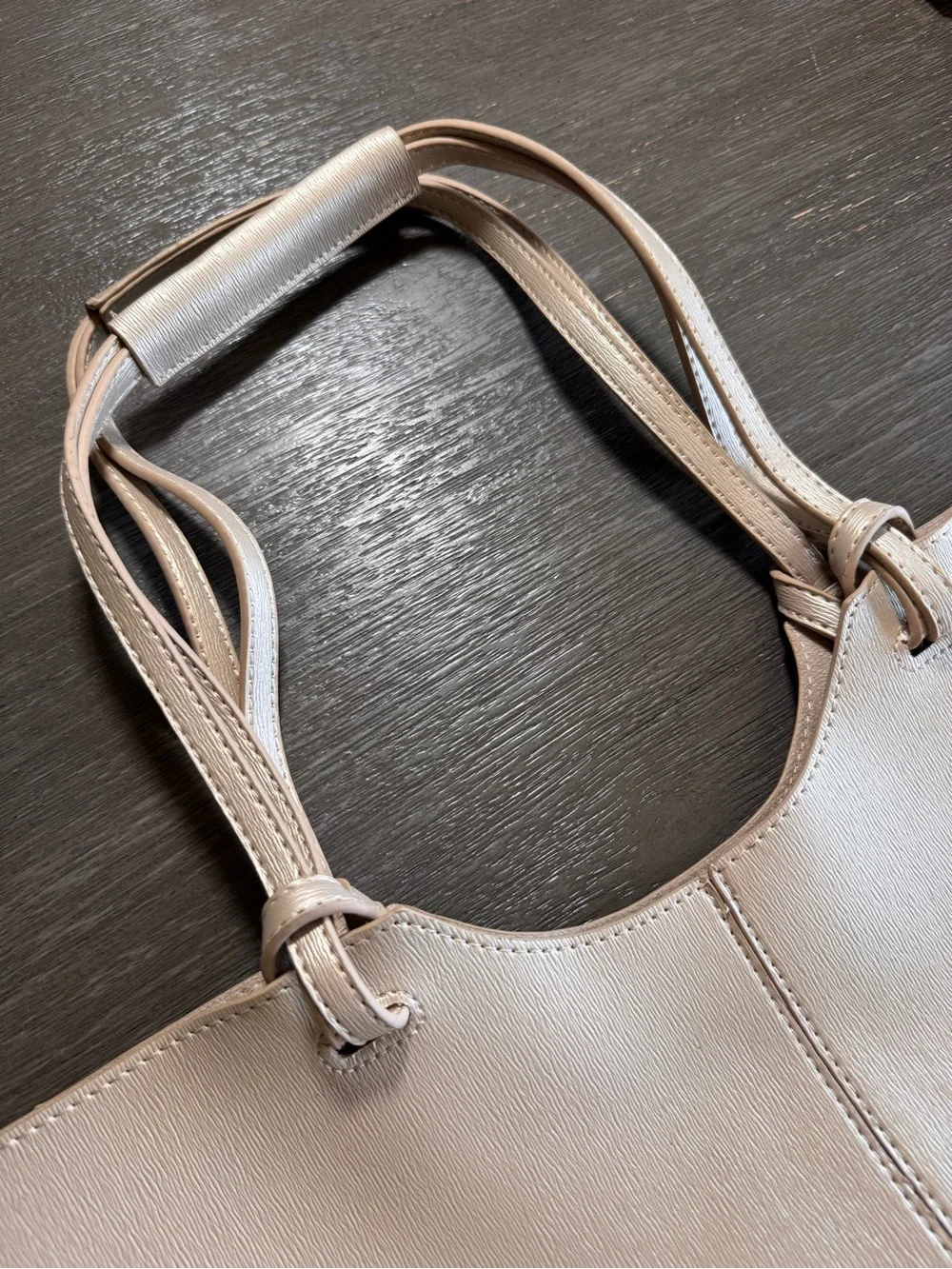 Neiman Marcus Light Gold Metallic Tote Bag